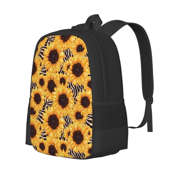 Fuzoiu Artistic Zebra Print Sunflower Print Large Capacity Backpack,Travel Backpack,Laptop Bag,College School Rucksack Bag,for School, Travel & Outdoor Activities