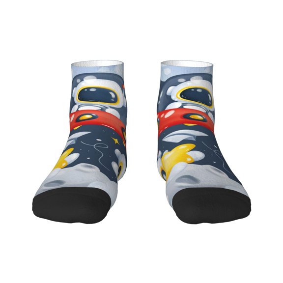 Fuzoiu Astronaut And Space Print Adult Socks, Crew Moisture-wicking Socks, Unisex Cushion Crew Socks,Casual Sports Ankle Socks