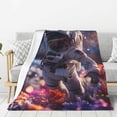 thumbnail image 1 of Fuzoiu Astronaut In Cosmic Garden Print Flannel Throw Blanket,Light Weight Warm Decorative,Throw Blanket Cover for Sofa, Couch, Bedroom,Travel-60"x50", 1 of 6