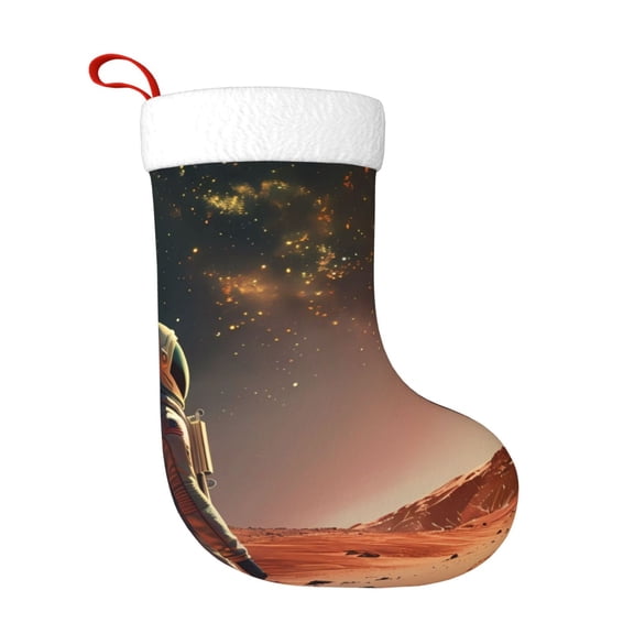 Fuzoiu Astronaut On Mars A Print Christmas Stockings, Party Supplies & Kids Gifts,Big Xmas Stockings Decoration for Family Decorations Hanging Ornament for Xmas Holiday Party