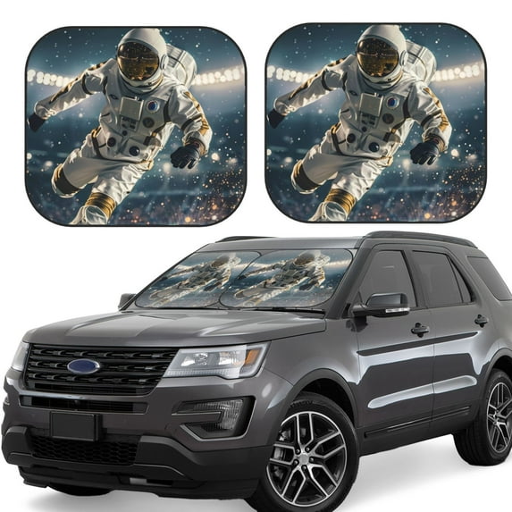 Fuzoiu Astronaut Soccer Field Print Car Windshield Sunshade,Folding Front Windshield Sun Shade,for Most Car Sedan SUV Truck,Car Windshield Sunshade-Medium