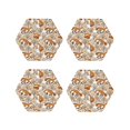 thumbnail image 1 of Fuzoiu Autumn Fox with Brown Plants Print Leather Coasters Set,Drink Coasters Set of 4,for Tabletop Protection, Durable PVC Coasters,Home Décor and Housewarming Gift-Hexagon, 1 of 6
