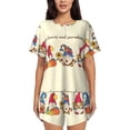thumbnail image 1 of Fuzoiu Autumn Gnomes1 Print Women's Short-Sleeved Pajama Set,Lounge Sleepwear Set,Womens Pajama Sets 2 Piece,Button-Up Top and Shorts with Pockets-Large, 1 of 7