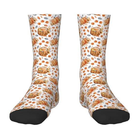 Fuzoiu Autumn Harvest Baskets Print Kids Socks For Boys Girls,Grip Crew Socks with Non Slip,Lightweight Stretch Crew Socks,Toddlers Crew Boot Socks