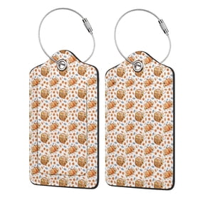 Fuzoiu Autumn Harvest Baskets Print Premium Leather Luggage Tag,Travel Accessory,Luggage Tag for Suitcase Baggage Handbag Travel Bag,Name Card & Privacy Cover-4 PCS
