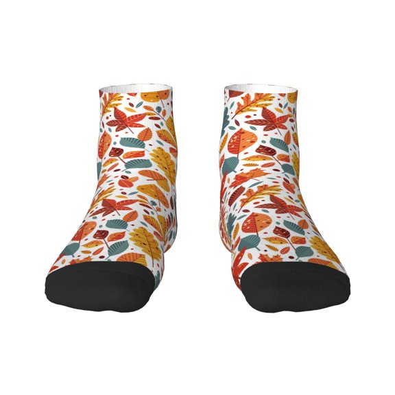 Fuzoiu Autumn Leaves Print Adult Socks, Crew Moisture-wicking Socks, Unisex Cushion Crew Socks,Casual Sports Ankle Socks