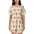 thumbnail image 1 of Fuzoiu Autumn Pears Print Women's Short-Sleeved Pajama Set,Lounge Sleepwear Set,Womens Pajama Sets 2 Piece,Button-Up Top and Shorts with Pockets-Medium, 1 of 7