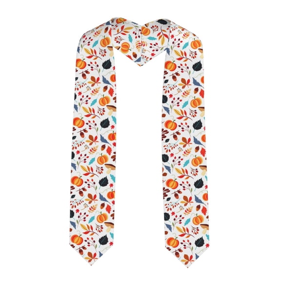 Fuzoiu Autumn Pumpkins Fall Leaves Print Graduation Sash,Graduation Stole,Unisex Adult Graduation Stole Shawl 91" Long,for Academic Commencements Shawl-Sharp Corner