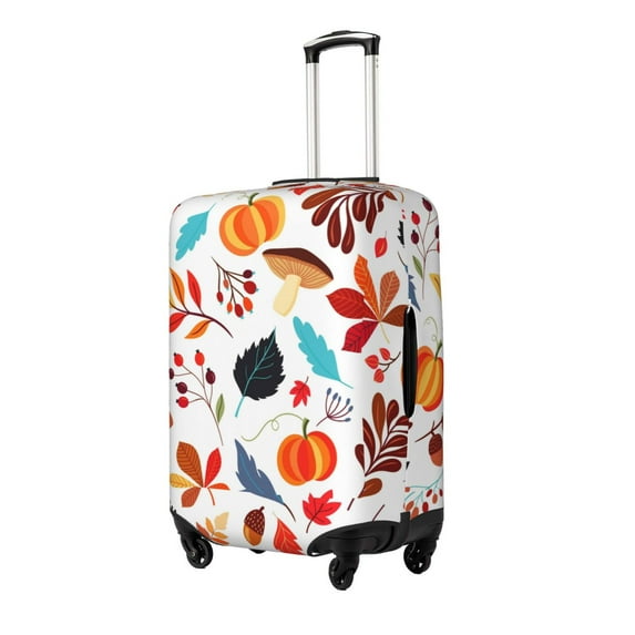 Fuzoiu Autumn Pumpkins Fall Leaves Print Suitcase Cover,Washable Luggage Covers for Suitcase,Elastic Luggage Protector Cover,Scratch Resistant Travel Suitcase Covers-Large
