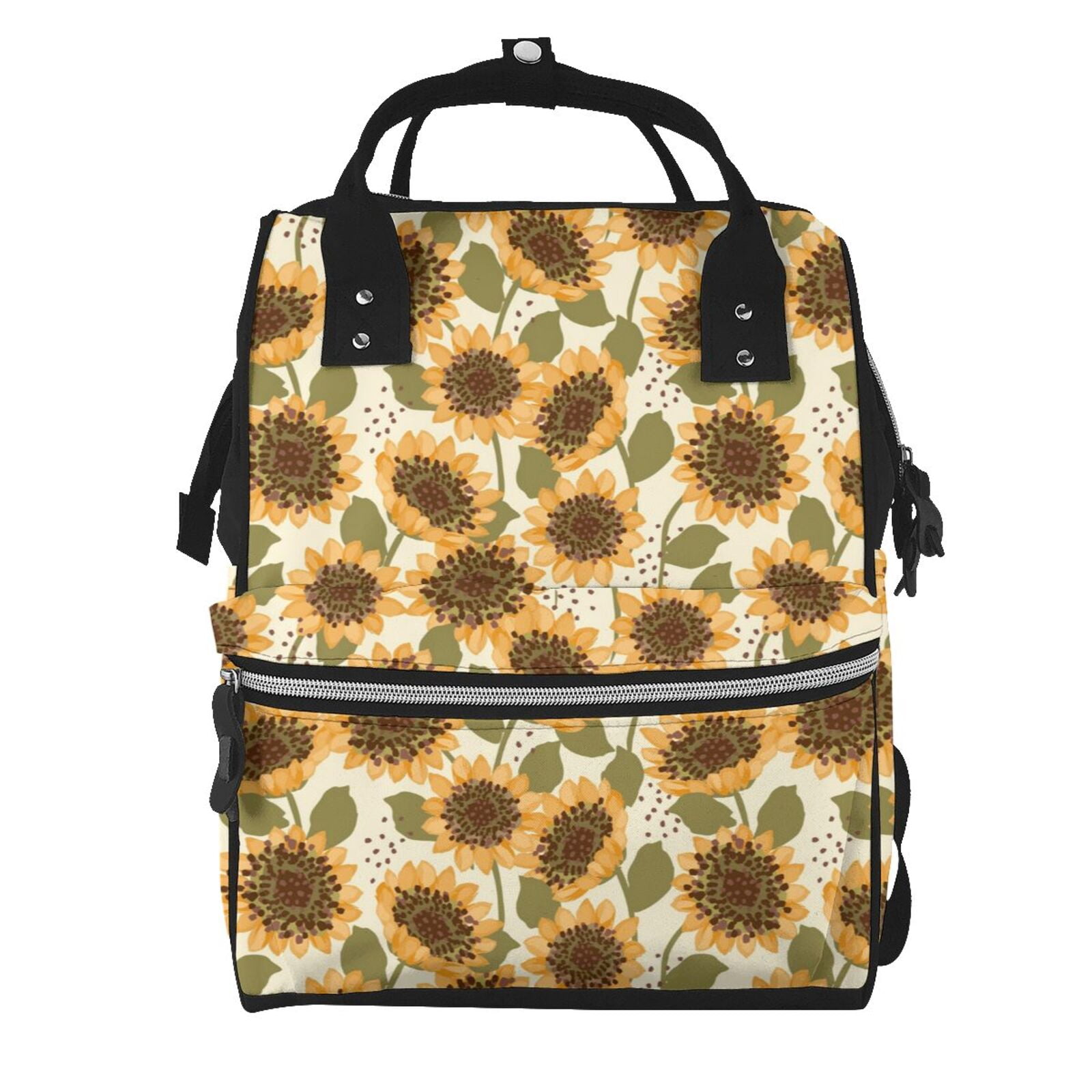Fuzoiu Autumn Sunflowers Print Diaper Bag Backpack,Baby Essentials Travel Tote,Multi function Waterproof Diaper Bag, Travel Essentials Baby Bag - Unisex