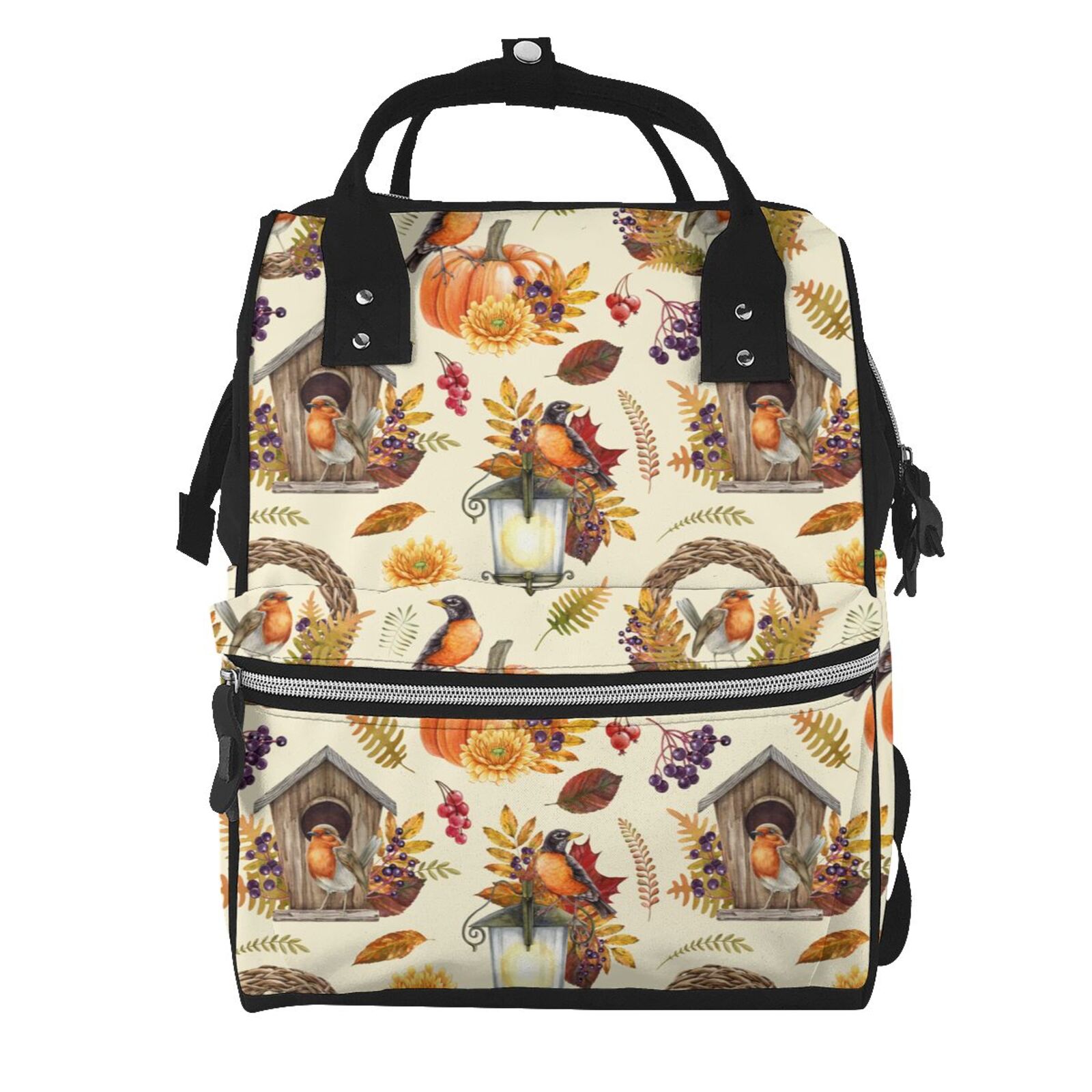 Fuzoiu Autumn Vintage Print Diaper Bag Backpack,Baby Essentials Travel Tote,Multi function Waterproof Diaper Bag, Travel Essentials Baby Bag - Unisex