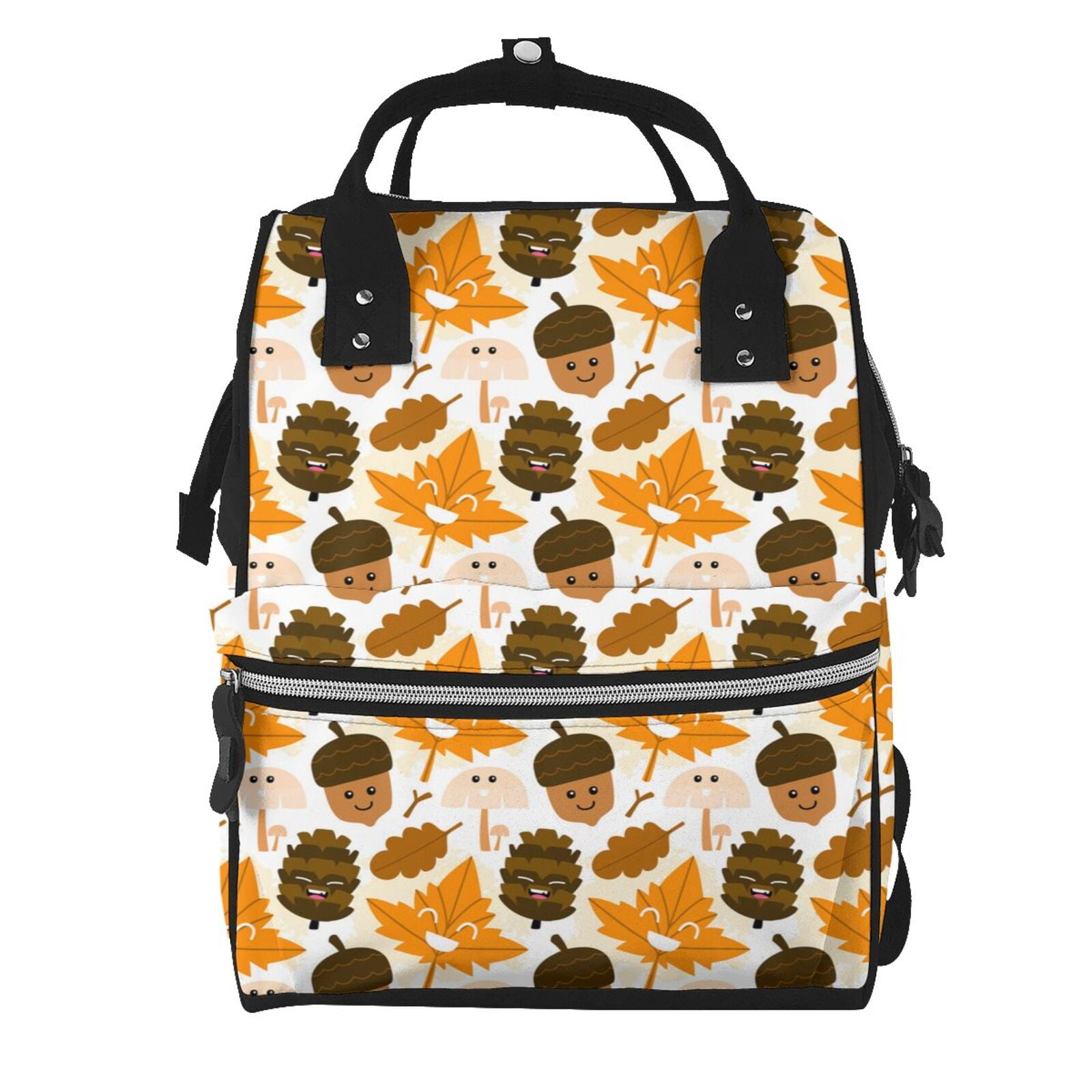 Fuzoiu Autumn Woodland Characters Print Diaper Bag Backpack,Baby Essentials Travel Tote,Multi function Waterproof Diaper Bag, Travel Essentials Baby Bag - Unisex