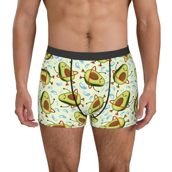 Fuzoiu Avocado Doing Sport Print Men's Ultra Breathable Underwear,No Riding Up Boxer Briefs with ComfortFlexible Waistband-Medium