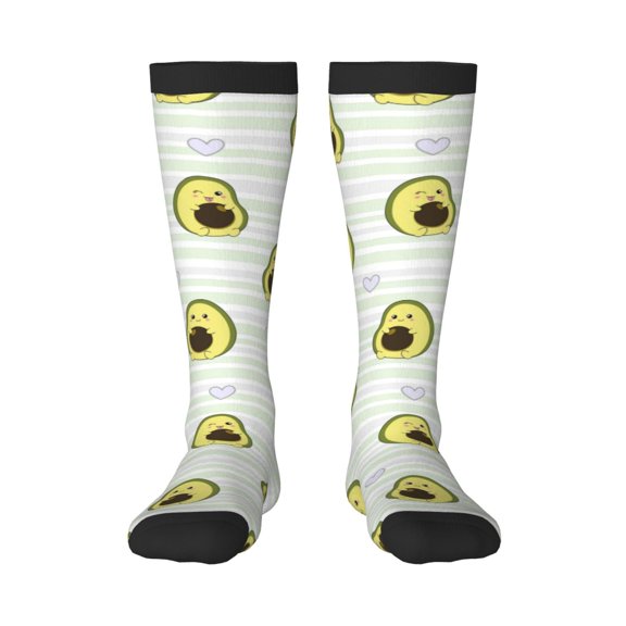 Fuzoiu Avocado of a Hear Print Adult Stockings,Crew Socks,Unisex Fashion Socks, Casual Sports Socks,Comfortable Crew Socks for Everyday Wear and Sports