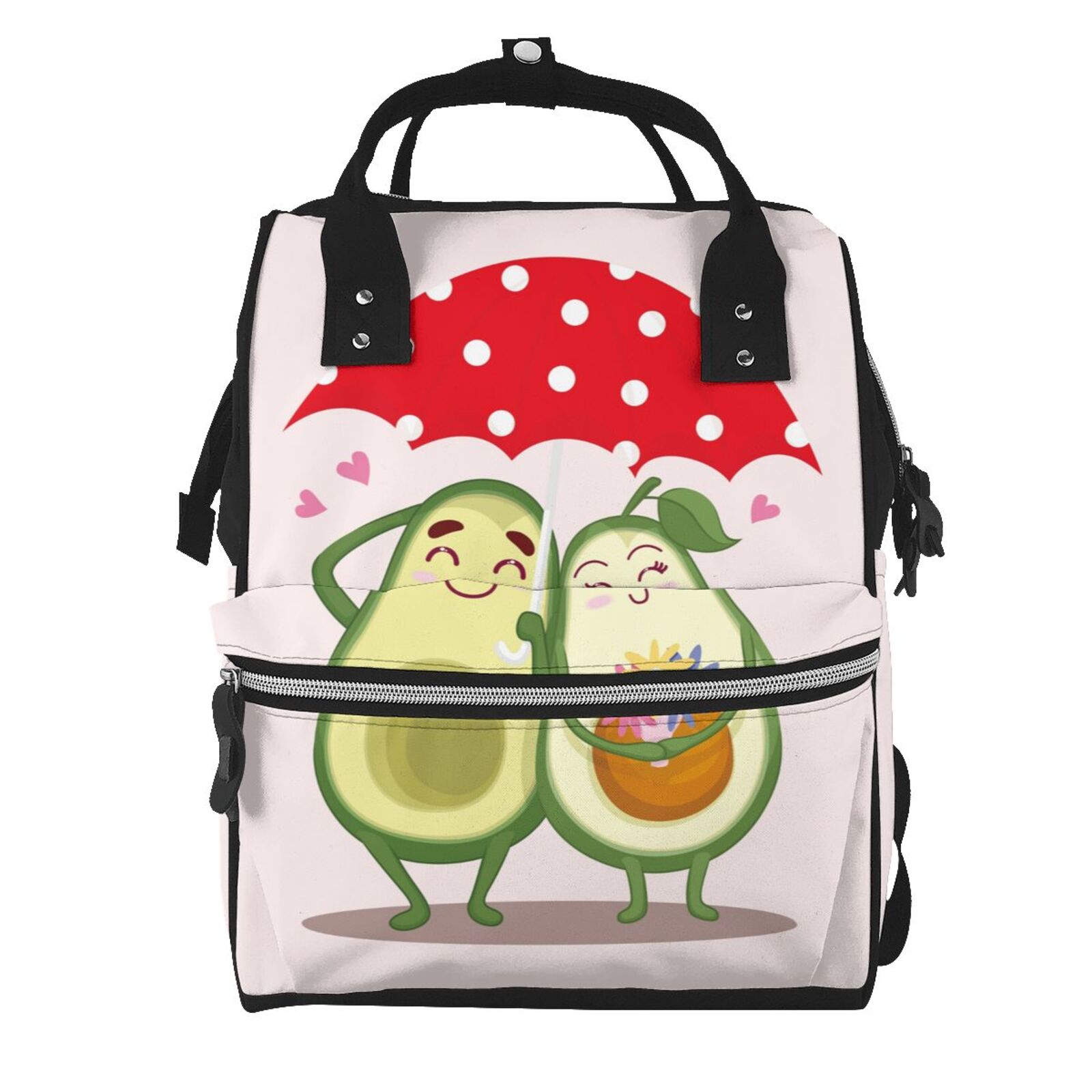 Fuzoiu Avocado Lovers Wearing Umbrella Print Diaper Bag Backpack,Baby Essentials Travel Tote,Multi function Waterproof Diaper Bag, Travel Essentials Baby Bag - Unisex