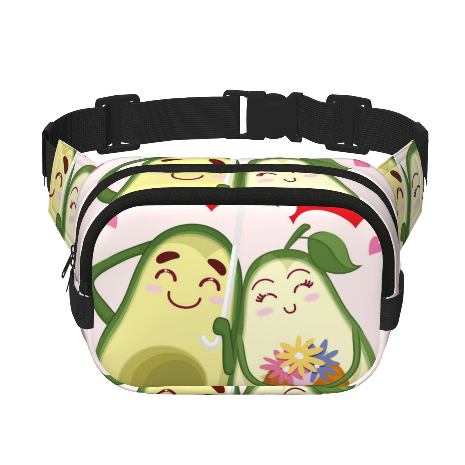 Fuzoiu Avocado Lovers Wearing Umbrella Print Unisex Square Double Layer Waist Bag,Crossbody Fanny Pack Travel Workout Accessory