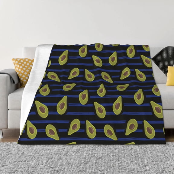 Fuzoiu Avocado Print Flannel Blanket,Throw Blanket,Flannel Home Decor,Fleece Bed Blankets,Cozy Soft Blanket for Bed, Sofa, Camping, and Travel-50"x40"