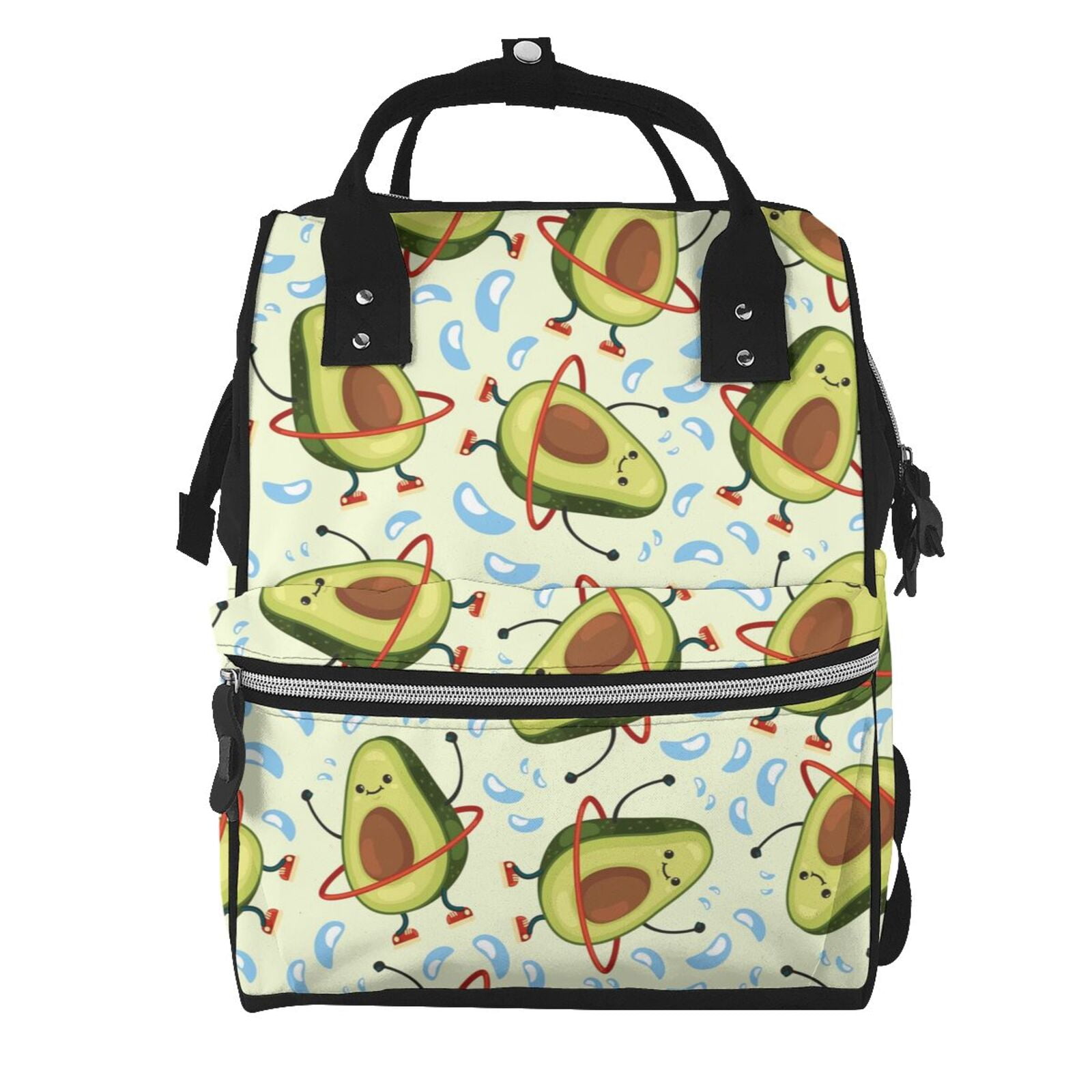 Fuzoiu Avocado Doing Sport Print Diaper Bag Backpack,Baby Essentials Travel Tote,Multi function Waterproof Diaper Bag, Travel Essentials Baby Bag - Unisex