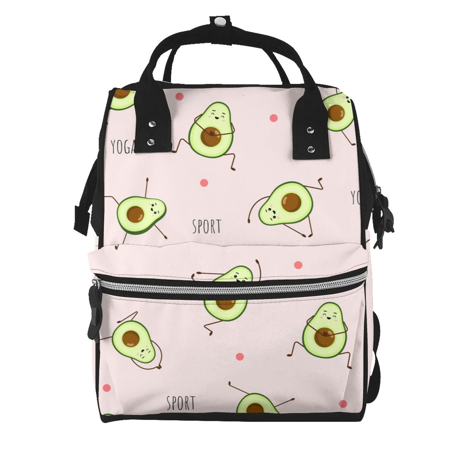 Fuzoiu Avocado Doing Sport Yoga Print Diaper Bag Backpack,Baby Essentials Travel Tote,Multi function Waterproof Diaper Bag, Travel Essentials Baby Bag - Unisex