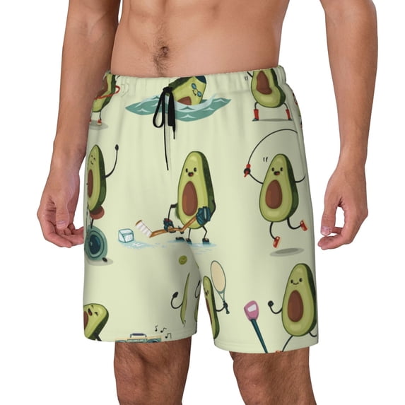 Fuzoiu Avocado for Exercise Print Men's Swim Shorts,Quick-Dry Double-Layer Swim Trunks,Board Trunks,Beach Shorts Swimwear Bathing Suits-X-Large