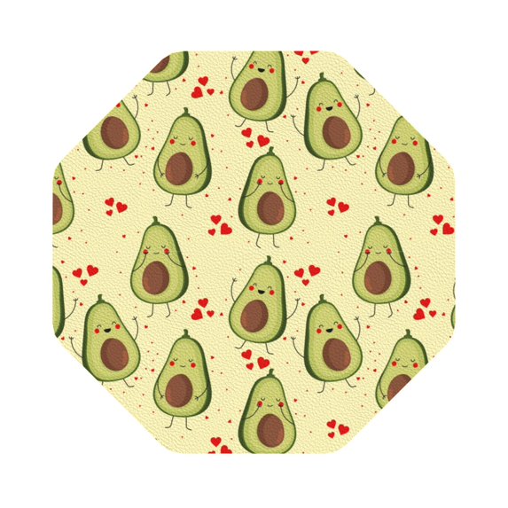 Fuzoiu Avocados And Hearts Print Leather Coasters Set,Drink Coasters Set of 6,for Tabletop Protection, Durable PVC Coasters,Home Décor and Housewarming Gift,Octagon