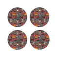 thumbnail image 1 of Fuzoiu BBQ Icons Print Leather Coasters Set,Drink Coasters Set of 4,for Tabletop Protection, Durable PVC Coasters,Home Décor and Housewarming Gift-Round Shape, 1 of 6