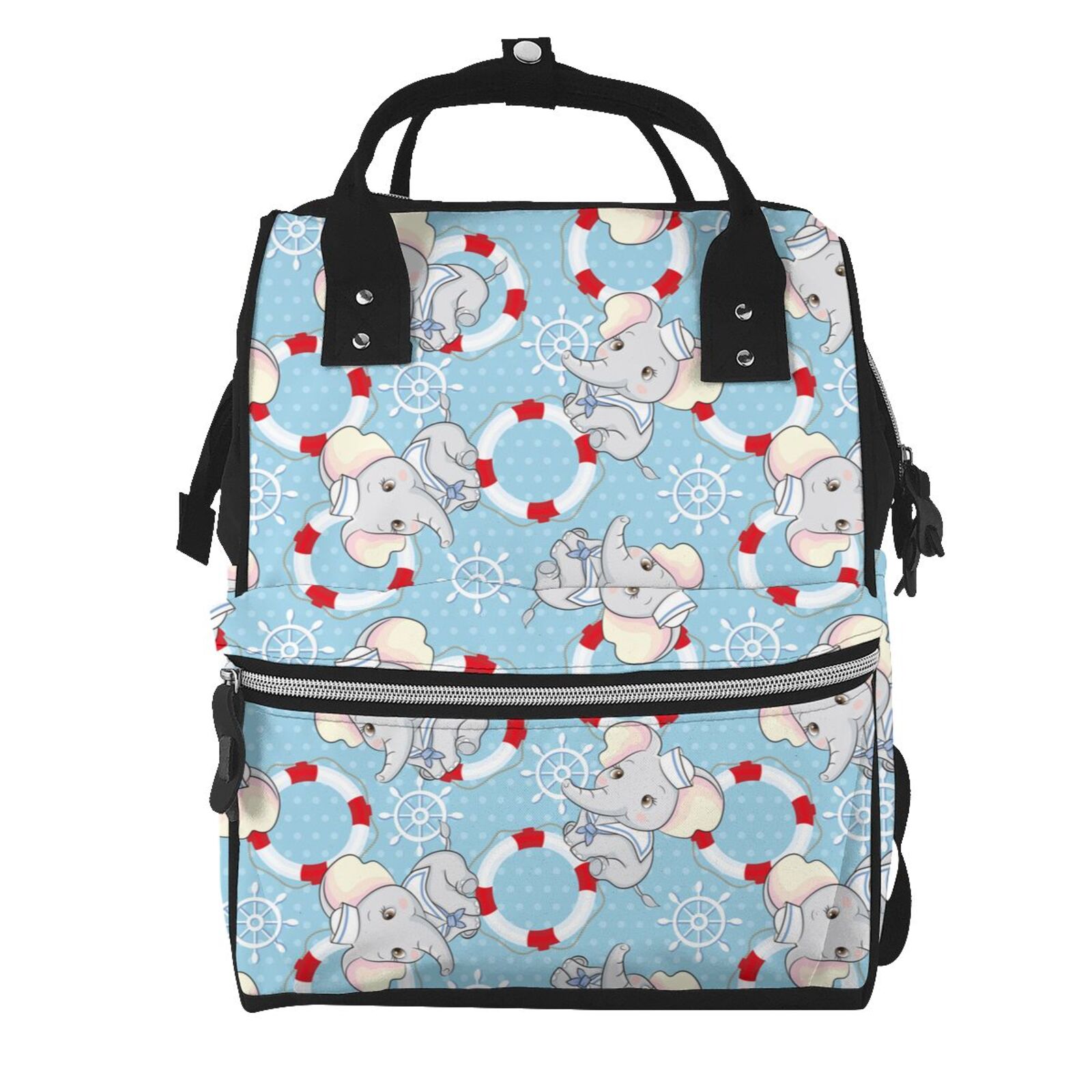 Fuzoiu Baby Elephant Print Diaper Bag Backpack,Baby Essentials Travel Tote,Multi function Waterproof Diaper Bag, Travel Essentials Baby Bag - Unisex