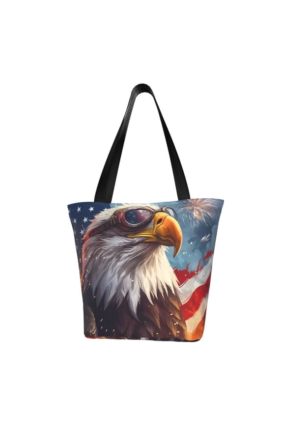 Bald Eagle Pilot Print Large Capacity Shoulder Bag for Women,Large Capacity Office Purse,Laptop Tote Bag,Casual Everyday Tote for Work Beach Travel and Shopping Grocery