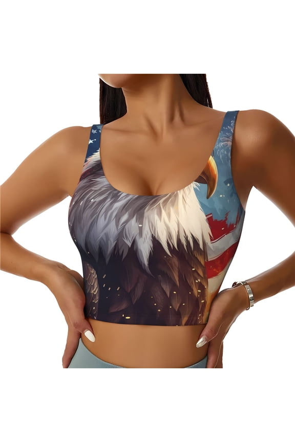 Bald Eagle Pilot Print Women's Sports Vest,U-Back Sports Tank,Gym Vests,Athletic Sleeveless Shirts,Exercise Undershirts,Yoga, Gym, and Dance Wear-Large
