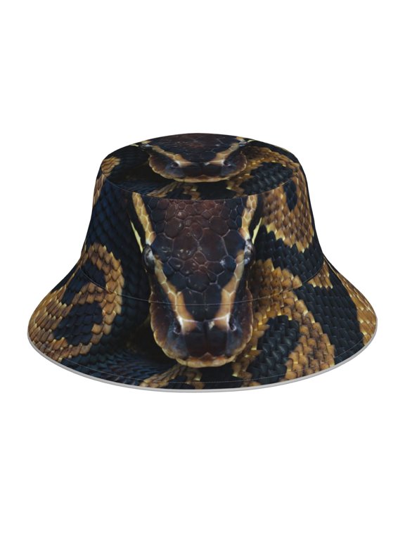 Ball Phyton Snake Print Reflective Bucket Hat,Outdoor Hat for Men and Women,Bucket Hat for Travel Fishing Hunting Summer Camp