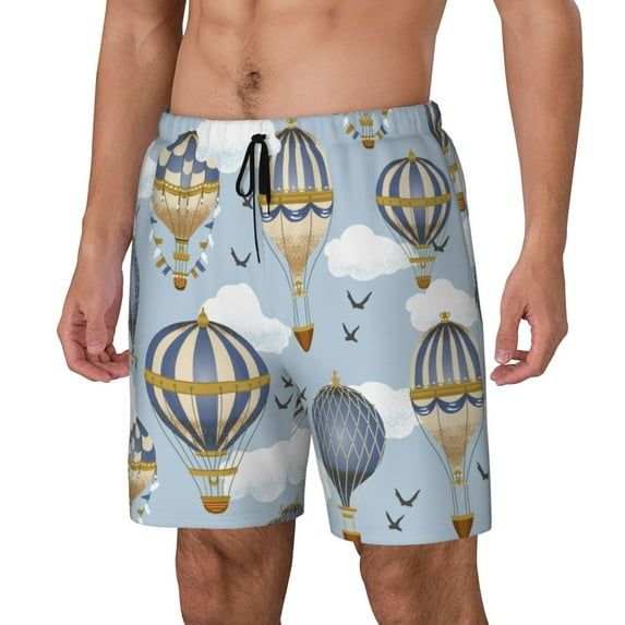 Fuzoiu Balloon Vintage Print Men's Swim Shorts,Quick-Dry Double-Layer Swim Trunks,Board Trunks,Beach Shorts Swimwear Bathing Suits-3X-Large