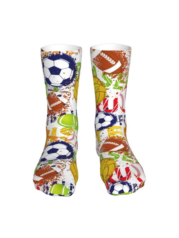 Balls Print Crew Socks,Casual Athletic Gym LightWeight Thin Socks,Casual Crew Socks for Men Woman,Calf Length Crew Socks