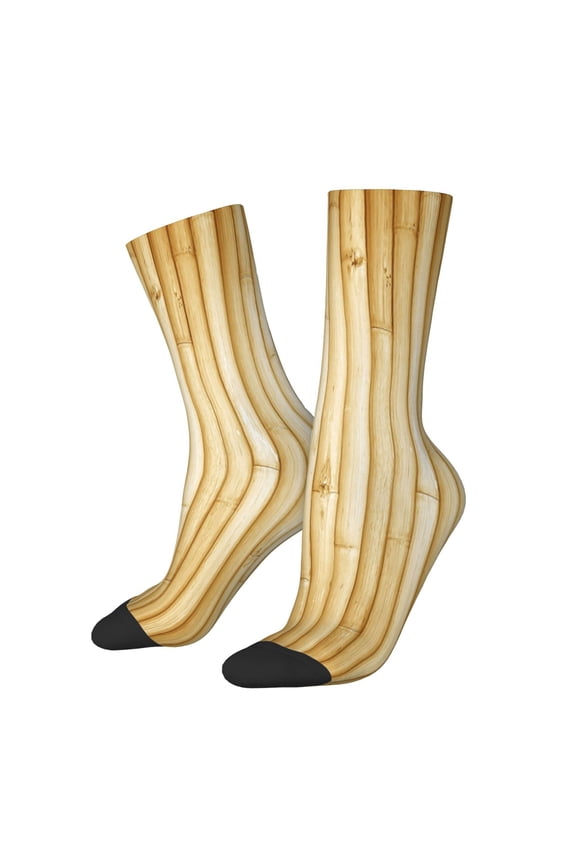 Bamboo Wall Print Athletic Crew Socks for Men & Women,Casual Crew Socks,Above Ankle Crew Socks for Business, Casual