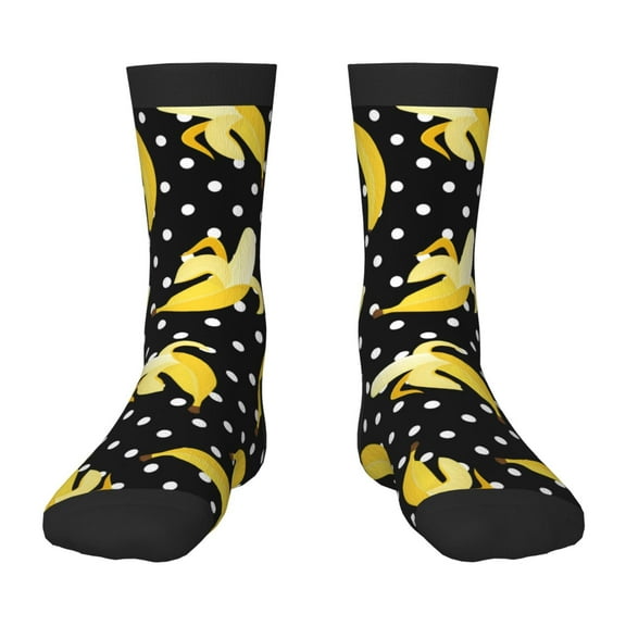 Fuzoiu Banana Print Kids Socks For Boys Girls,Grip Crew Socks with Non Slip,Lightweight Stretch Crew Socks,Toddlers Crew Boot Socks