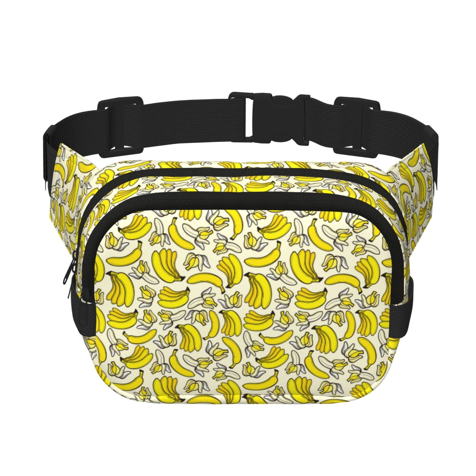 Fuzoiu Banana Print Unisex Square Double Layer Waist Bag,Crossbody Fanny Pack Travel Workout Accessory