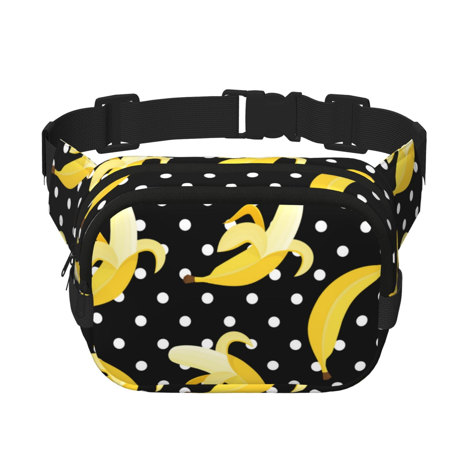 Fuzoiu Banana Print Unisex Square Double Layer Waist Bag,Crossbody Fanny Pack Travel Workout Accessory