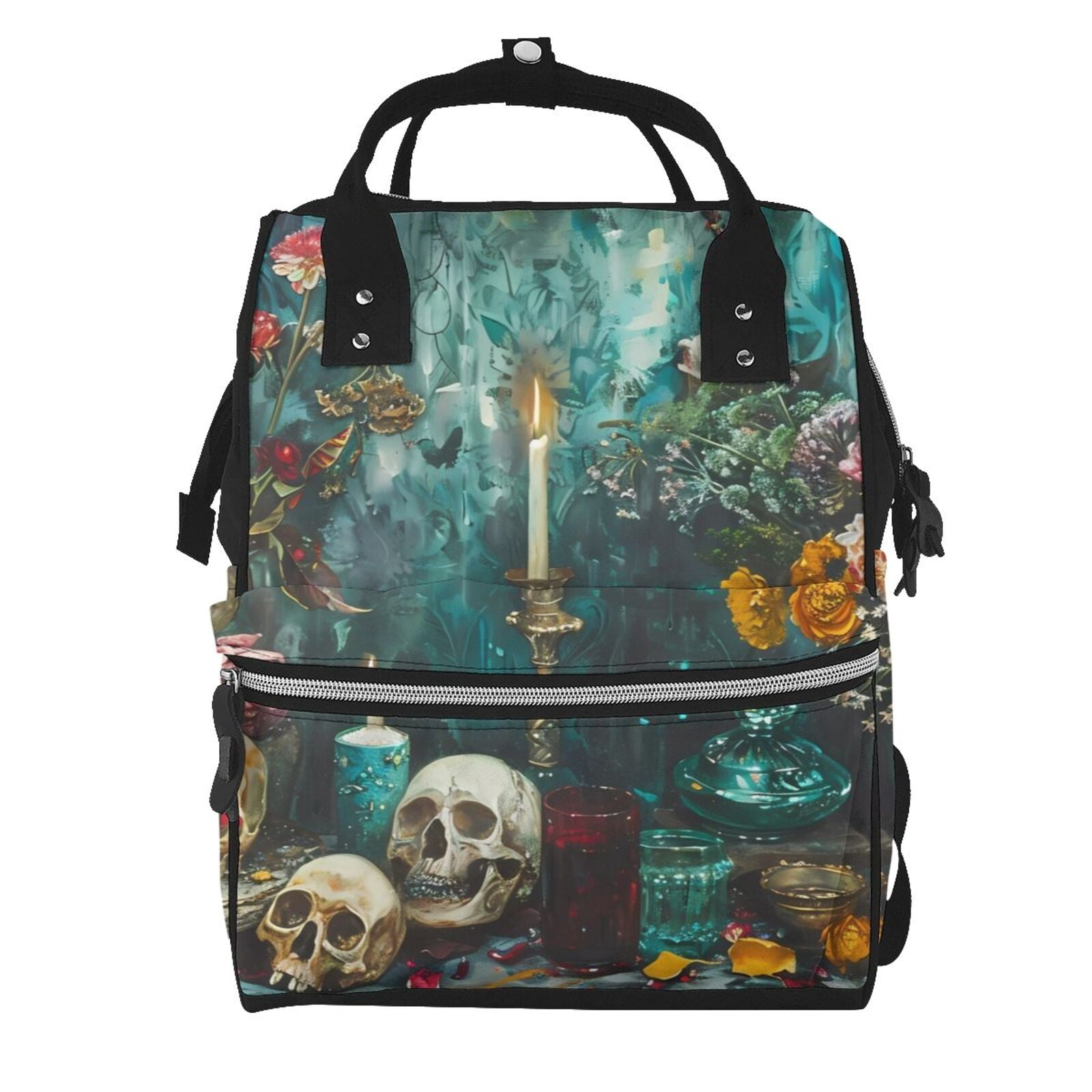 Fuzoiu Baroque Floral Still Life Print Diaper Bag Backpack,Baby Essentials Travel Tote,Multi function Waterproof Diaper Bag, Travel Essentials Baby Bag - Unisex