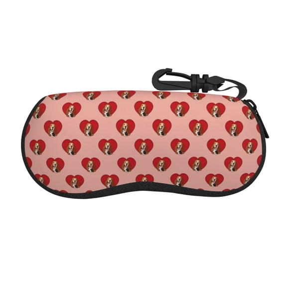 Fuzoiu Basset hound dog with paw Print Neoprene Eyeglass Case,Portable Glasses Cases for Men Women,Soft Sunglasses Pouch