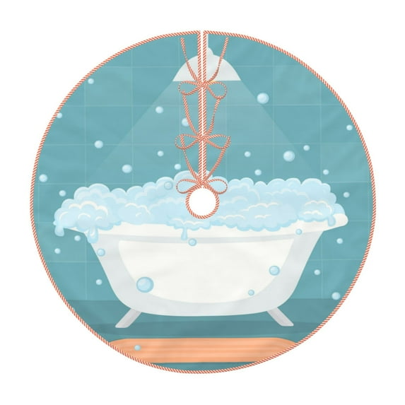 Fuzoiu Bathtub with Soap Bubbles Print Christmas Tree Skirt,Xmas Christmas Decorations,Xmas Tree Mat for Farmhouse Holiday New Years Home Party Decor Tree Rugs-36"