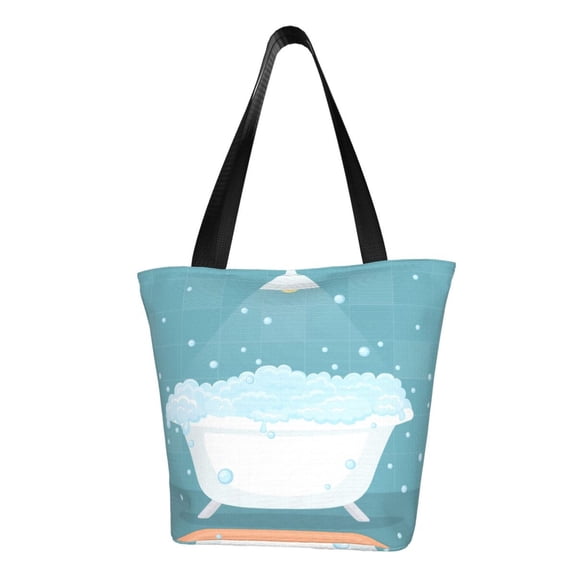 Fuzoiu Bathtub with Soap Bubbles Print Large Capacity Shoulder Bag for Women,Large Capacity Office Purse,Laptop Tote Bag,Casual Everyday Tote for Work Beach Travel and Shopping Grocery