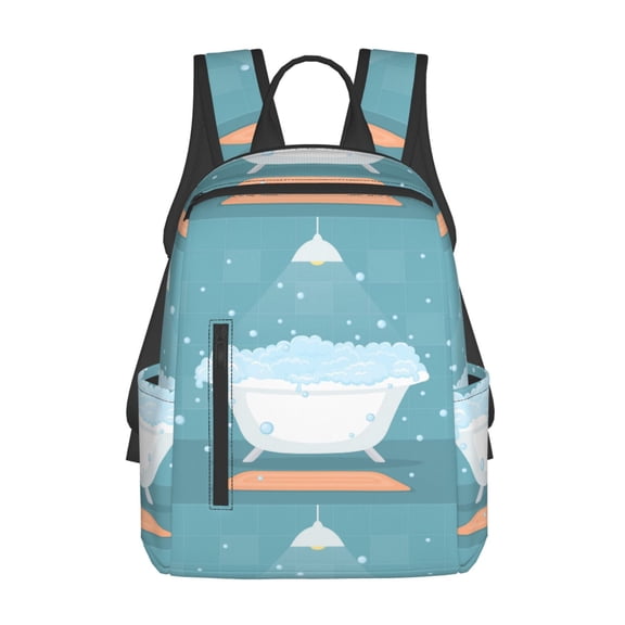 Fuzoiu Bathtub with Soap Bubbles Print Lightweight Daypack,Weekender Bag for Men and Women, Travel Backpack with Padded Straps for School, Travel & Work
