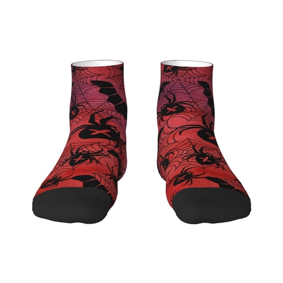 Fuzoiu Bats And Spiders Print Adult Socks, Crew Moisture-wicking Socks, Unisex Cushion Crew Socks,Casual Sports Ankle Socks