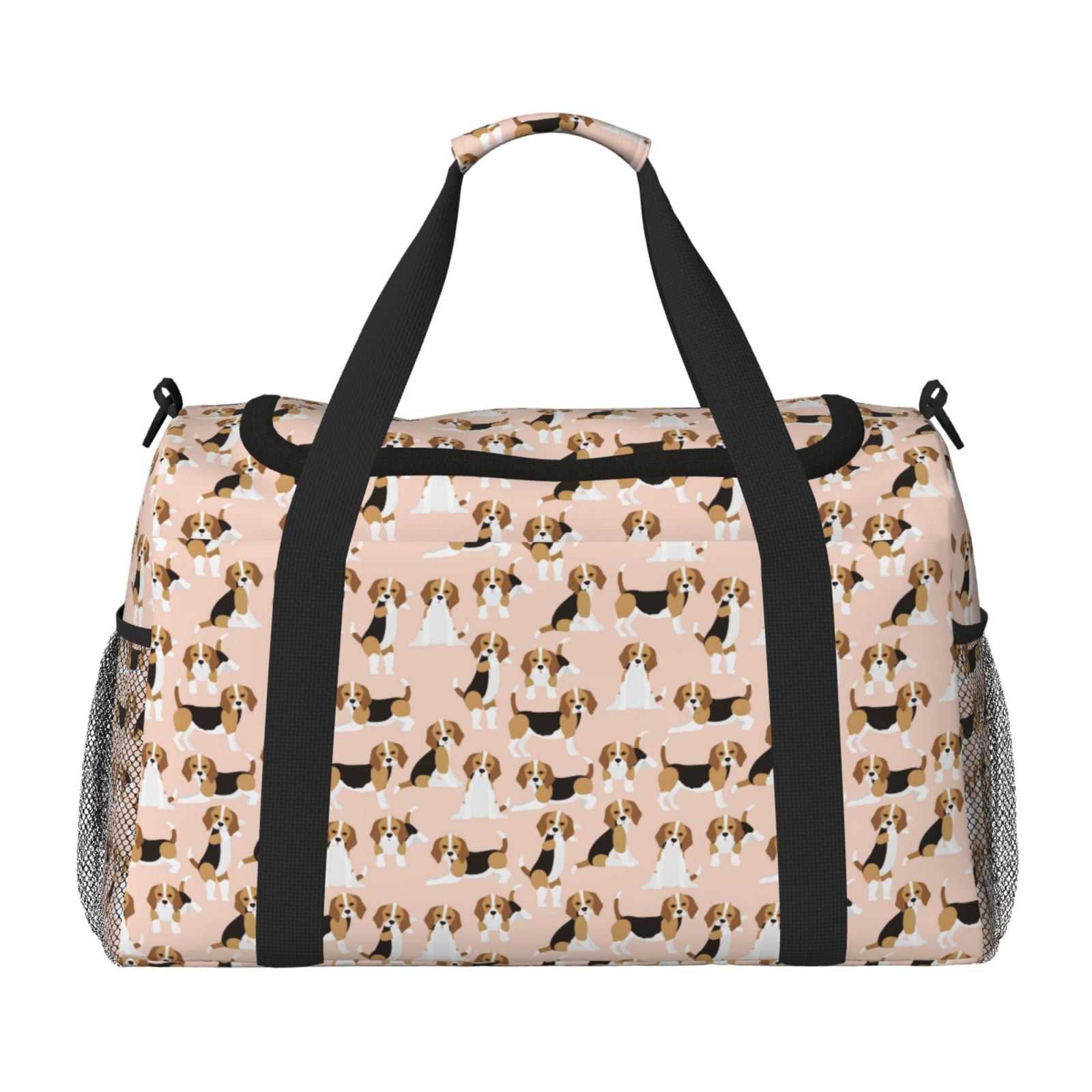 Fuzoiu Beagle Dog On Brown Print Travel Duffle Bag,Carry On Tote Bags,Duffel Bag,Sport Gym Bag, Hospital Bag for Labor and Delivery, Overnight Bag,Luggage Bag