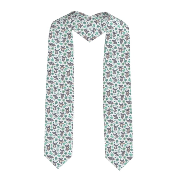 Fuzoiu Bears and Tropical Leaves Print Graduation Sash,Graduation Stole,Unisex Adult Graduation Stole Shawl 91" Long,for Academic Commencements Shawl-Sharp Corner