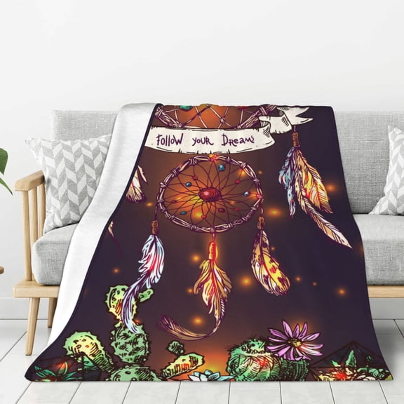 Fuzoiu Beautiful Dreamcatcher1 Print Flannel Throw Blanket,Light Weight Warm Decorative,Throw Blanket Cover for Sofa, Couch, Bedroom,Travel-60"x50"