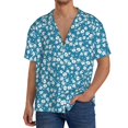 thumbnail image 1 of Fuzoiu Beautiful Floral Print Men's Casual Short,Men's Short Sleeve Shirt,Mens Casual Button Down Shirts,Cuban Collar Summer Shirt for Beach, Vacation, and Outdoor Activities-Large, 1 of 5
