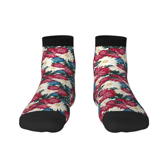 Fuzoiu Beautiful Flower Print Adult Socks, Crew Moisture-wicking Socks, Unisex Cushion Crew Socks,Casual Sports Ankle Socks