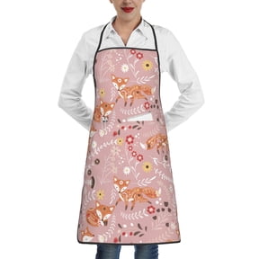 Fuzoiu Beautiful Fox Print Kitchen Cooking Aprons,Kitchen Cooking BBQ Aprons,Chef Apron with 2 Pockets for Men Women,Art Aprons for Painting Pottery Ceramics