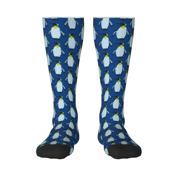 Fuzoiu Beautiful King Penguin Pattern Print Adult Stockings,Crew Socks,Unisex Fashion Socks, Casual Sports Socks,Comfortable Crew Socks for Everyday Wear and Sports