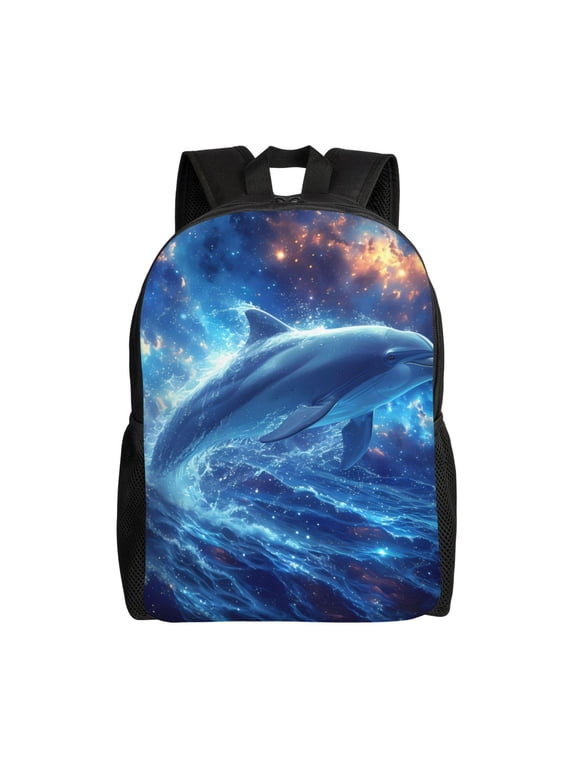 Beautiful Ocean Dolphin Print Laptop Backpack,Work Business Backpacks, Large Capacity Nurse Bag College Bookbag for School, Waterproof Casual Daypack for Travel